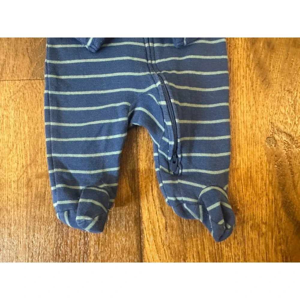 Carters Preemie Baby Boy Sleeper Striped Outfit Romper Blue Cotton Reborn Doll 3